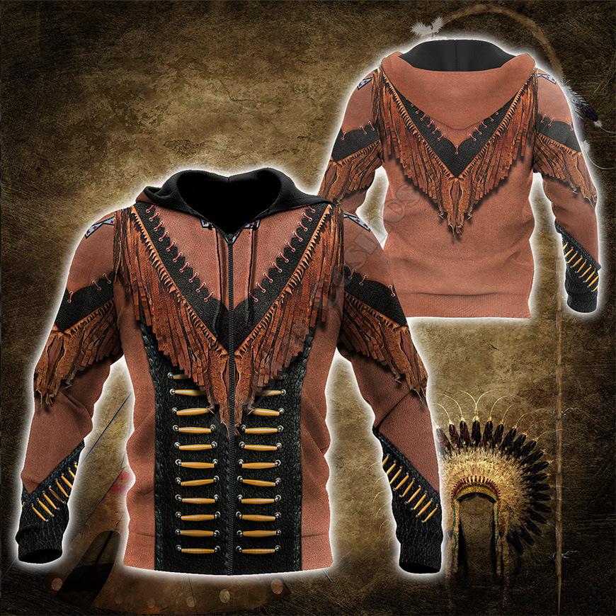 Spring Style Comfortable and Casual Hooded Sweatshirt D Digital Indian Print Pullover Long-sleeved Top