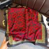 71Cm imitation silk small square scarf burgundy baroque pattern silk scarf versatile professional scarf spring and summer decorative scarf