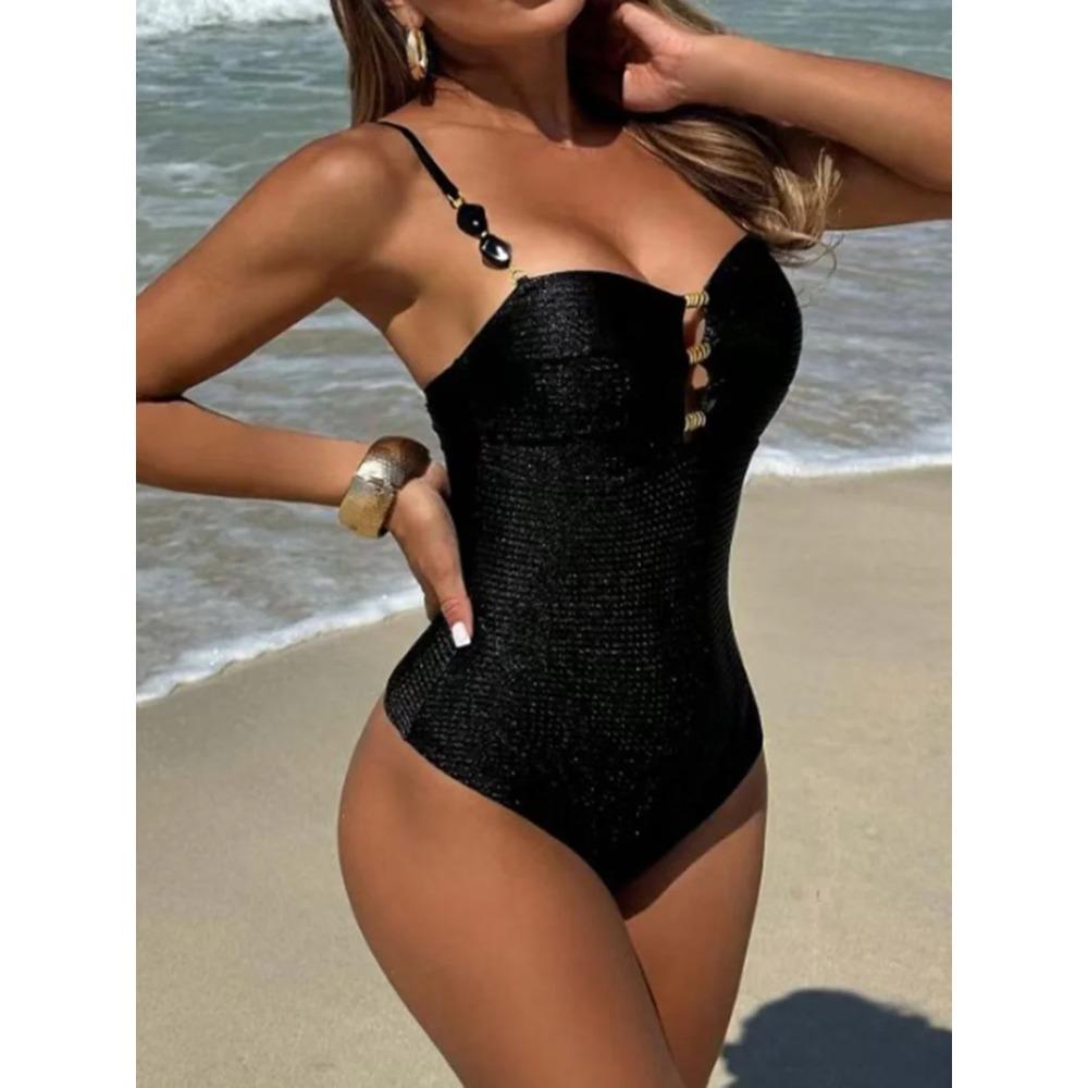 S - XL Glitter Sparkling One Piece Swimsuit Women Swimwear Female High Leg Cut Monokini Bather Bathing Suit Swim Beachwear