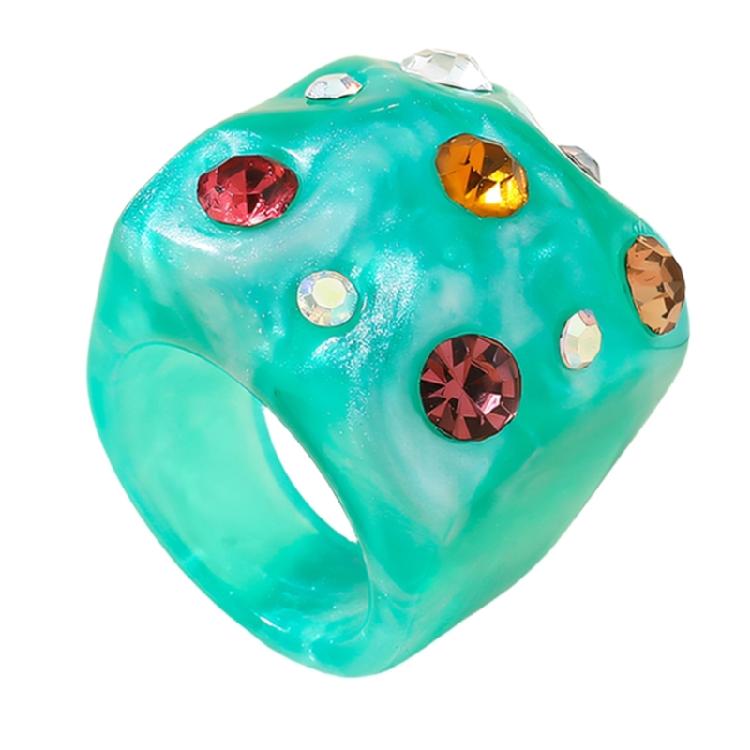 Contemporary Resin Cocktail Ring Featuring 3D Wrinkled Design And Brilliant Crystal Embellishments Finger Accessory
