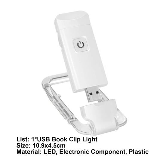 Book Reading Light Rechargeable Brightness Adjustable USB Charge Clip Book Light for Dormitory