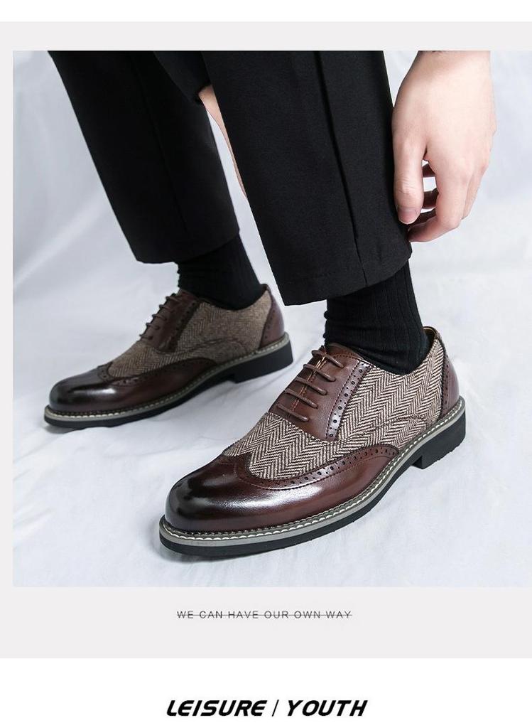 2025 Plus Size Pointed Toe Leather Brogues: Versatile European Style Formal & Casual Men's Shoes