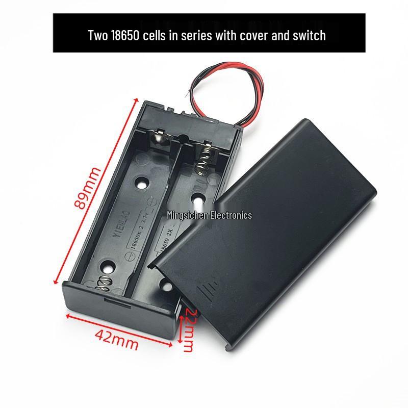 18650 Lithium Battery Holder with Lid and DC Plug - Supports 1 To 4 Cells In Series/Parallel (3.7/7.4V)