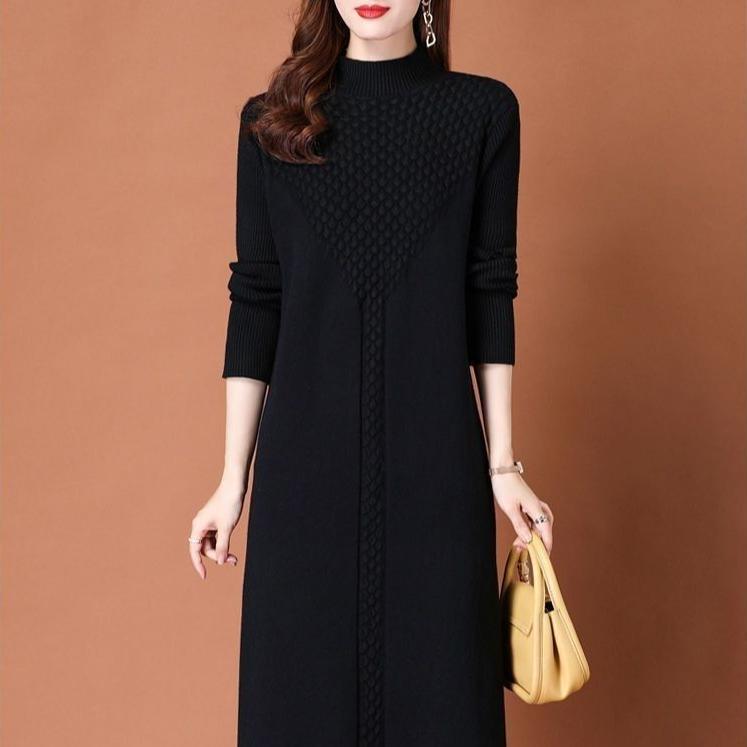 Long Sweater Women's Knee-length Autumn and Winter Dress Women's Loose Knitted Sweater Dress Pullover