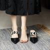 2025 Spring and Summer New Baotou Back Empty Sandals Women's National Style Cheongsam Versatile High Heels Travel Wine Glass and Half Slippers