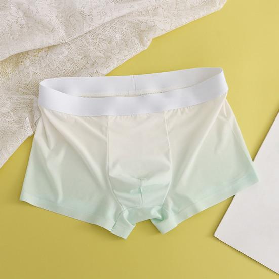 Boxer da uomo, con stampa a lettere, con stampa sfumata, in seta ghiacciata, con design a U convesso, vestibilità aderente, mutandine ad alta elasticità