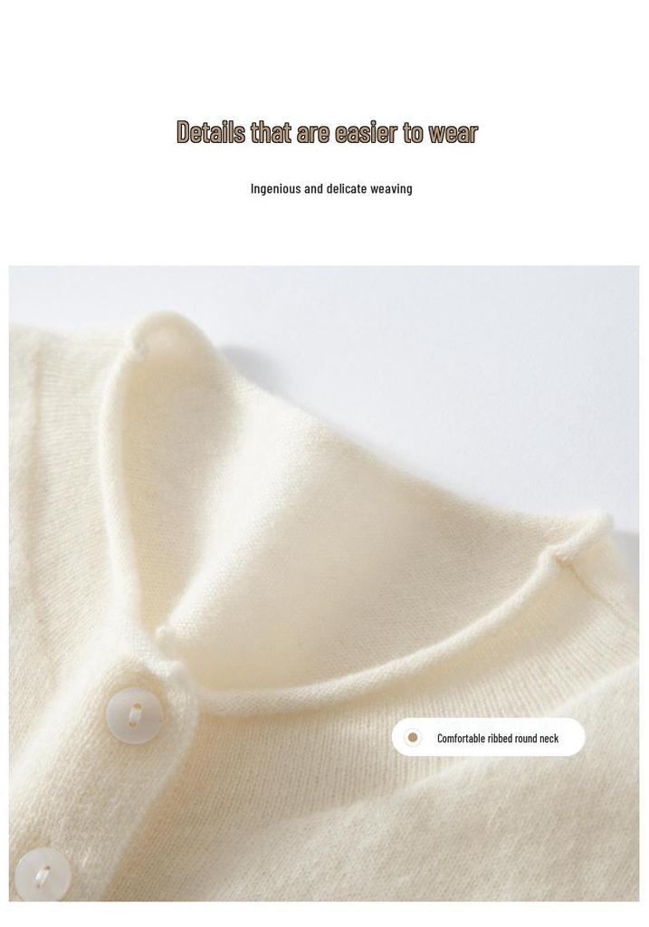 100% reiner Kaschmir Cardigan mit Rollsaum für Damen - Schlankmachender Herbst/Winter Strickpullover im Mehrknopf-Stil