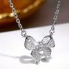 1pc Women's Elegant Bow Synthetic Zircon Pendant Necklace, Engagement Necklace, Women's Wedding Anniversary Jewelry Accessories