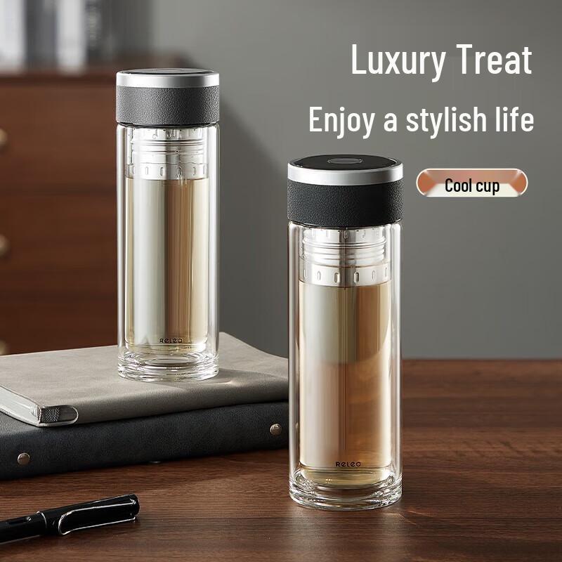 Wushengwu Cool Double Wall Glass Cup with Tea Infuser