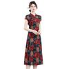2026 Casual Chinese Retro Ethnic Cheongsam: Slimming Oblique Placket Dress