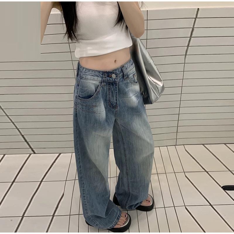 High Waist Straight Leg Jeans Women's Early Spring Plus Size Pear Shaped Body High Street Wide Leg Long Denim Pants