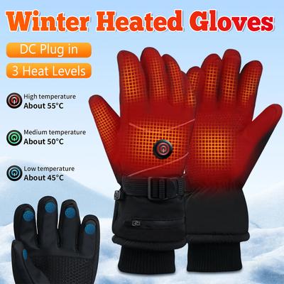 Elektrisch beheizte Handschuhe DC-Stecker im Winter Thermohandschuhe mit Heizung Motorrad Touchscreen Heizhandschuhe Handwärmer Skihandschuh