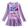 K-pop Monster Hunter Girls' Ruffle Mesh Dress - Long Sleeve Cartoon Princess Skirt