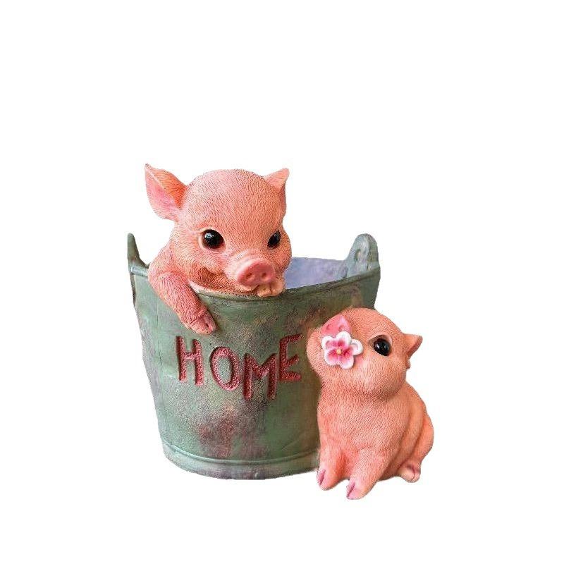 Piglet Succulent Flower Pot Green Plant Balcony Resin Creative Garden Decoration