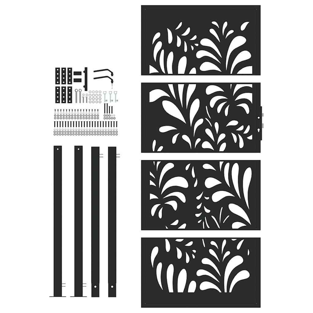 Gartentor Schwarz 100x200 cm Stahl Wellendesign
