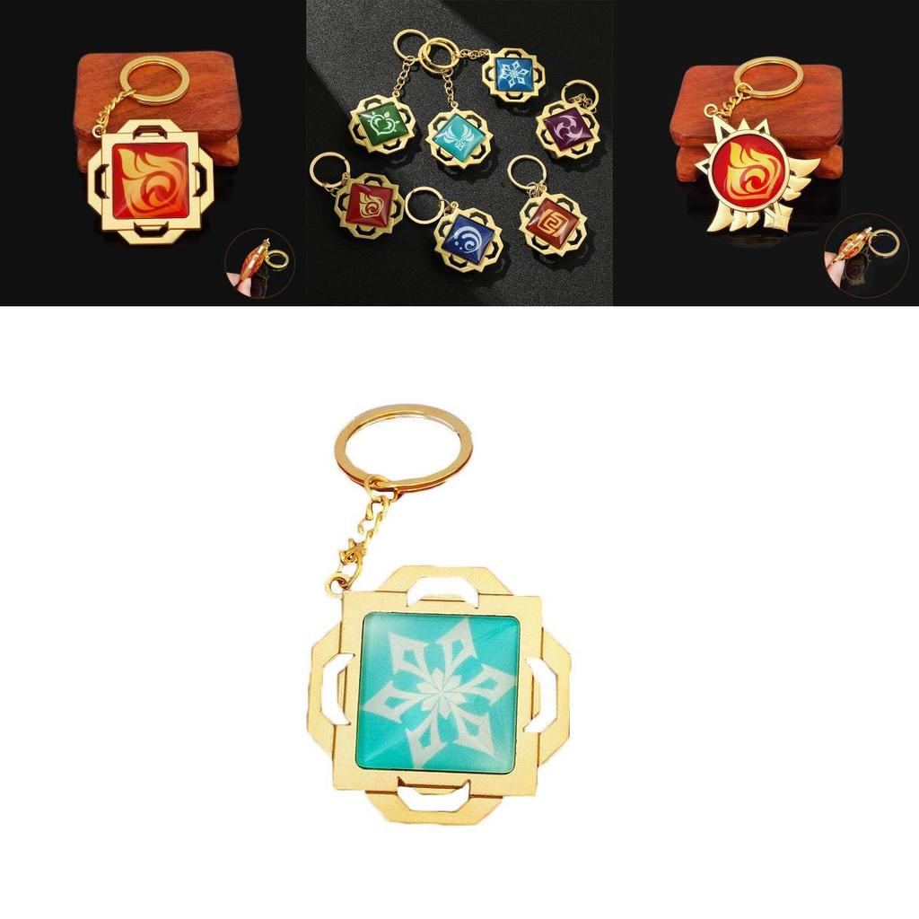 Impact Genshin Seven Elements Keychain Geo Anemo Electro Dendro Hydro Pyro Cryo