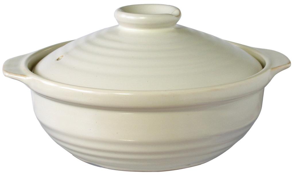 NATURAL New IH-compatible earthenware pot, size 9, white, for 4-5 people