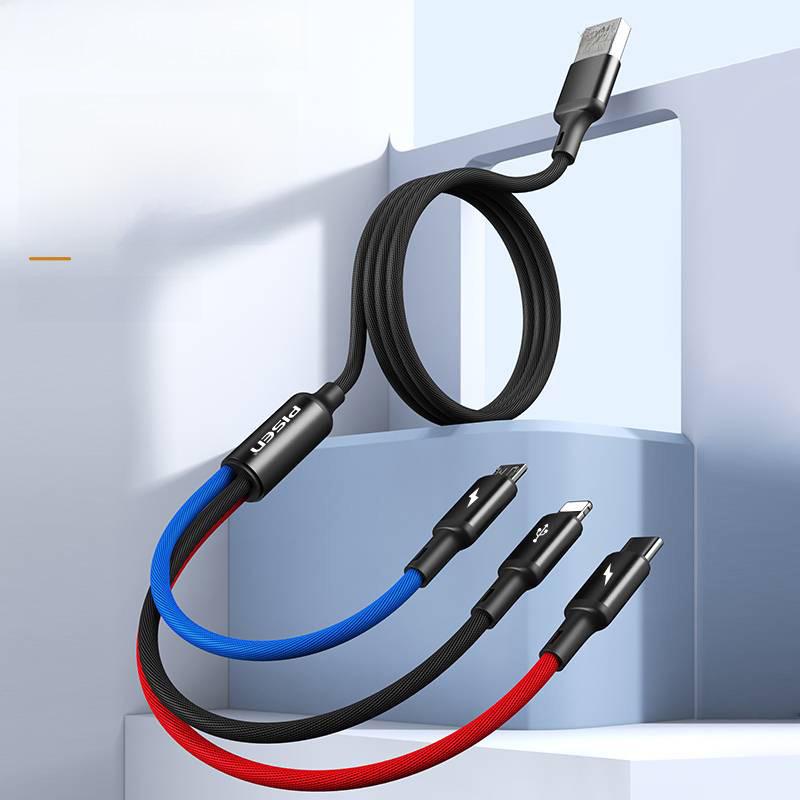PISEN 3-in-1 Fast Charging Cable - Compatible with Apple, Huawei, Android, Type-C Devices