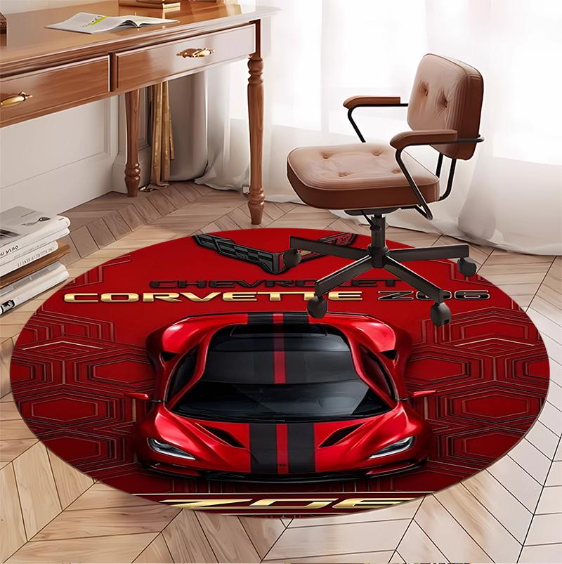 Sports car Pattern Round Rug, Indoor/Outdoor Mat, for Picnic, Gameroom, Bedroom, Office, Living Room, Home Decor Carpet, Birthday Gift