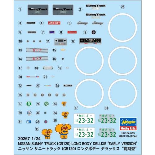 Hasegawa 1/24 Nissan Sunny Truck GB120 Long Body Deluxe Early Model Plastic Model Kit 20267