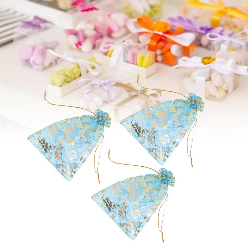 200 Pcs Organza Bag Drawstring Closure Print 6.3x4.3in Mesh Gifts Bags Organza Jewelry Mesh Pouch