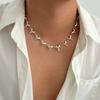 Metal Rivet Spike Necklace Geometric Shark Teeth Pendant Bracelet Hip Hop Men Clavicle Chain  Party