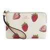 Coach Corner Zip 16 Strawberry Print Leather Clutch Small Women Clutch Chalk Red CBB81-IMCAH