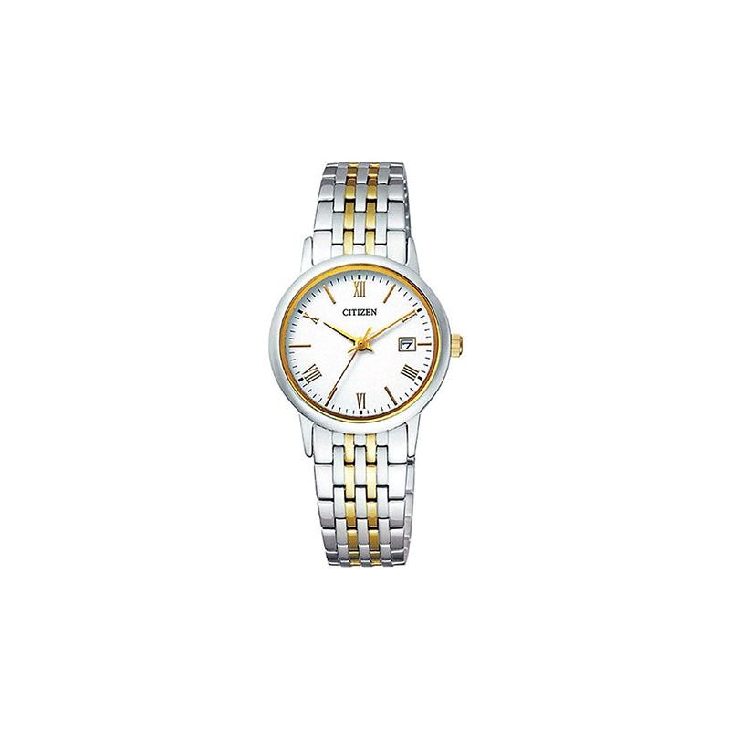 CITIZEN Japanese and Korean simple calendar, light Quartz, Steel Strap, , women s watch, white dial EW1584-59C синий