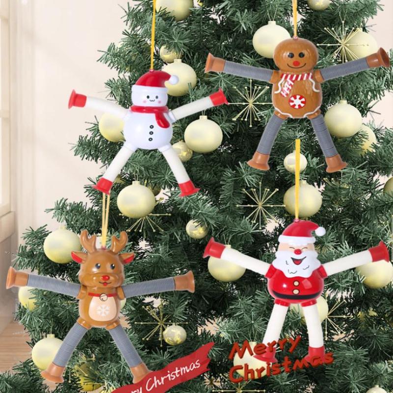Christmas Extendable Santa Claus Snowman Pendants Christmas Decoration For Home Xmas Tree Hanging Ornaments  Year Kids Gifts