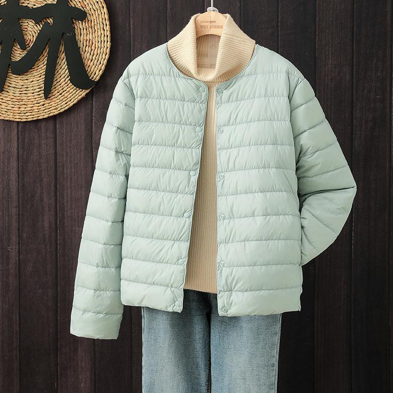 Light down jacket women's liner short round neck inner and outer wear thin women's clothing portable collarless jacket