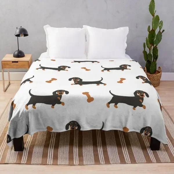 Dachshund Dog Blanket Fleece Spring/Autumn Wiener Sausage Dog Lightweight Throw Blankets for Sofa Car Bed King Queen Size