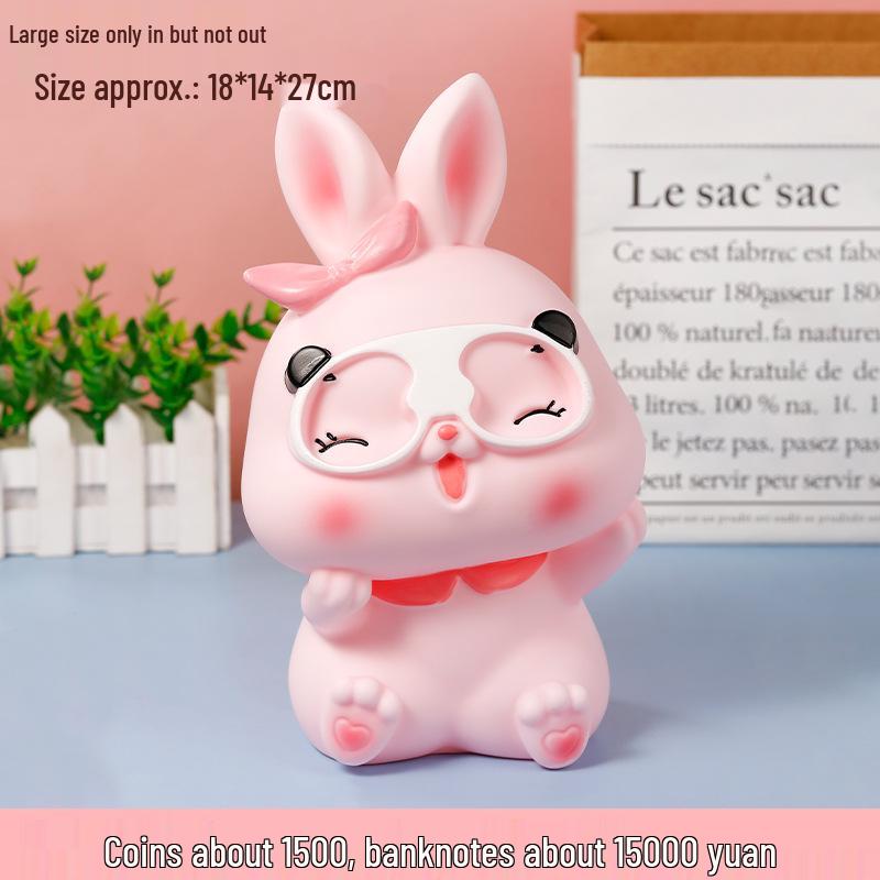 2024 Large Capacity Cute Rabbit Piggy Bank - Durable Vinyl Cartoon Savings Bank with Easy Access