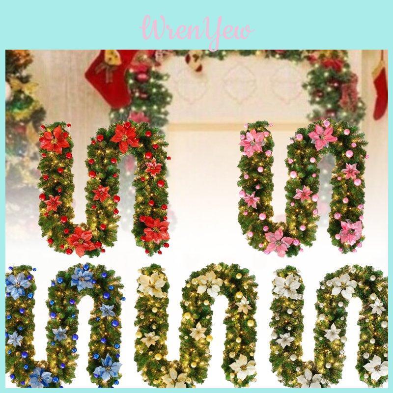 Festive 2.7 Meter Christmas Wreath Decoration With Led Lights In Gold And Red For Holiday Cheer