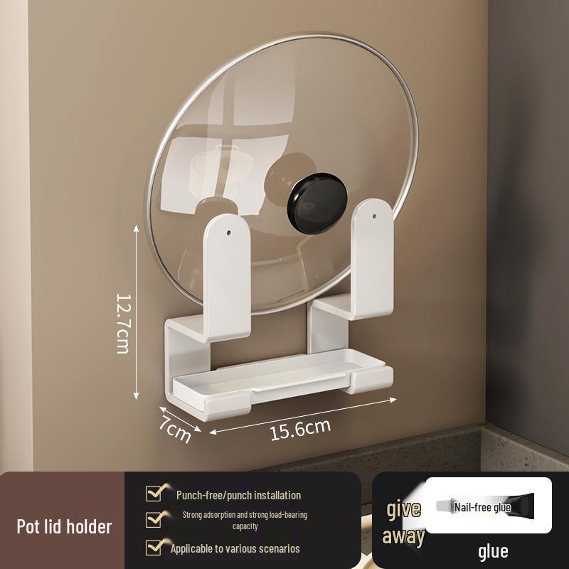No-Drill Wall-Mounted Kitchen Storage Rack: Multifunctional Holder for Knives, Chopsticks, Pot Lids, and Seasoning Condiments