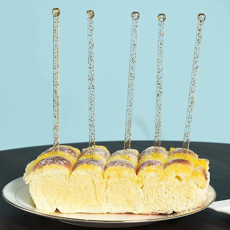 100Pcs Plastic Stirrers Transparent Bar Drink Sticks with Ball Head for Cocktail Juice Tea Mixing