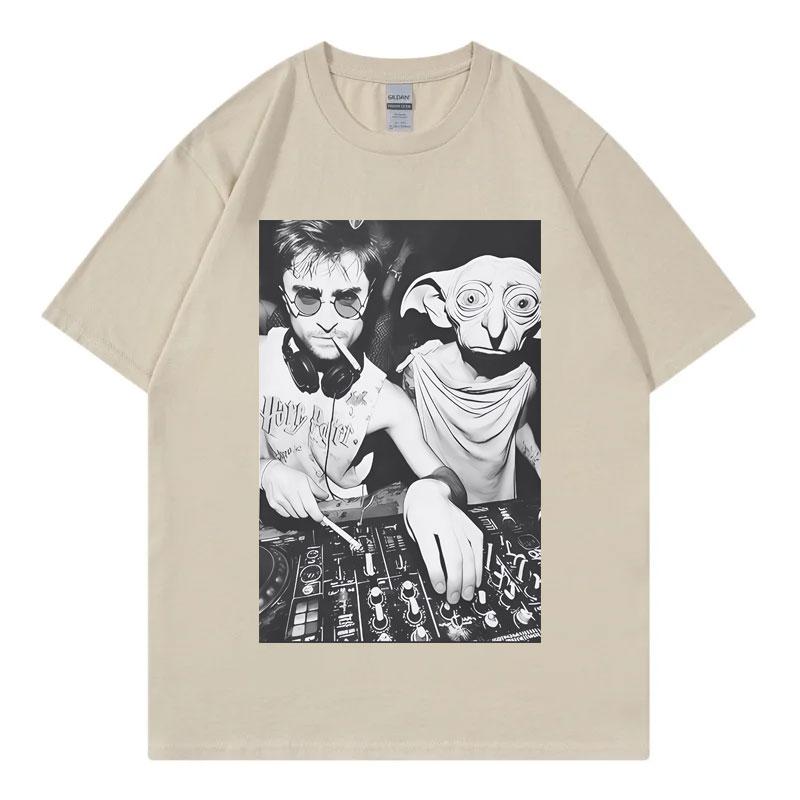 Con Dobby The House Elf DJ Fun Meme Gothic T-shirt Vintage men 's short-sleeved casual T-shirt fashion top