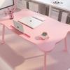 Small Foldable Laptop Desk with Cup Holder Card Slot Cute Bear Bed Desk Anti-slip Waterproof Tatami Table for Dormitory Student