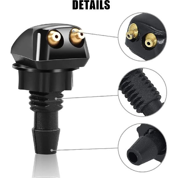 2 Pack Front Windshield Washer Nozzles Kit, Including Adapters And Hoses