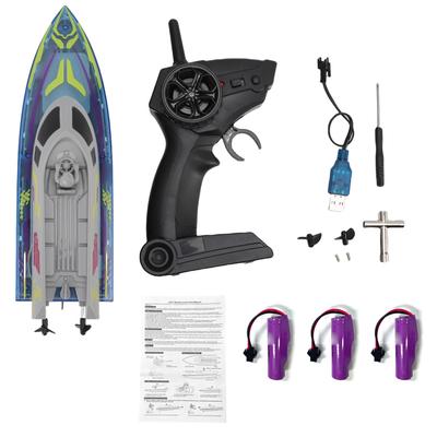 Remote Control Boat for Pools and Lakes, 2.4G Speed Boat Toy with LED Lights, Low Battery Alert for