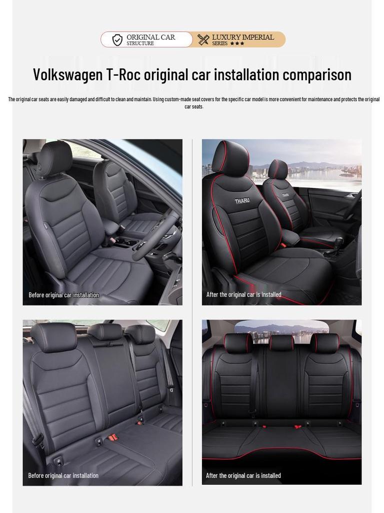 Volkswagen Tharu Four-Season Universal Leather Seat Covers - Wear-Resistant, Full Coverage for 5-Seaters