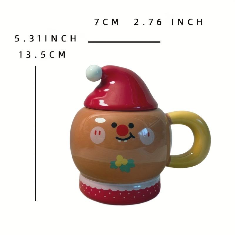Festive Green/Orange Christmas Cups , Hand Wash Only, Insulated Ceramic with Santa and Reindeer Designs, Non Slip, Reusable for Hot and Cold Drinks