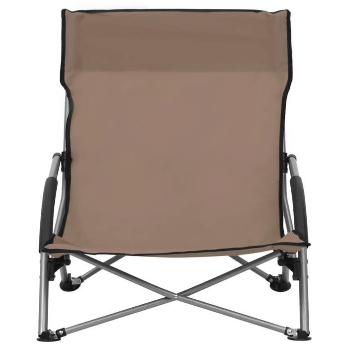 Folding Beach Chairs - vidaXL - Taupe - Oxford Fabric - Steel - Set of 2