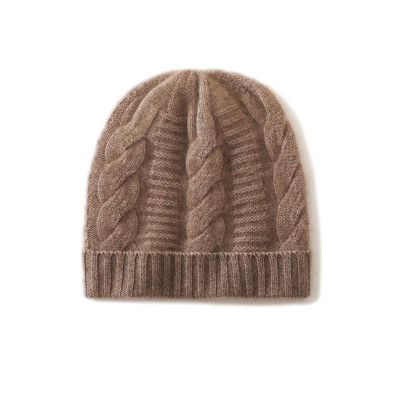 Women's High-End Cashmere Cable Knit Hat - 2025 Autumn/Winter Collection