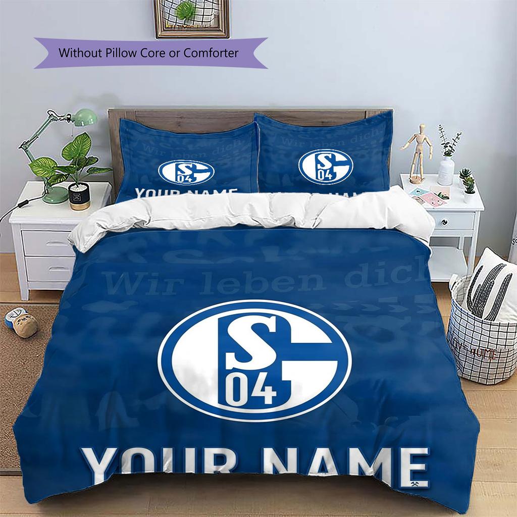 FC Schalke 04 Custom Name Pattern Bedding,Quilt Set Quilt Cover Pillowcase Home Birthday Gift(1 * Duvet Cover + 2 * Pillowcase, Without Core)