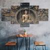 Buddha Statue Sculpture 5 Piece Five Panel Wall Canvas Print Modern Art Poster Picture Home Decor Gift For Him For Her