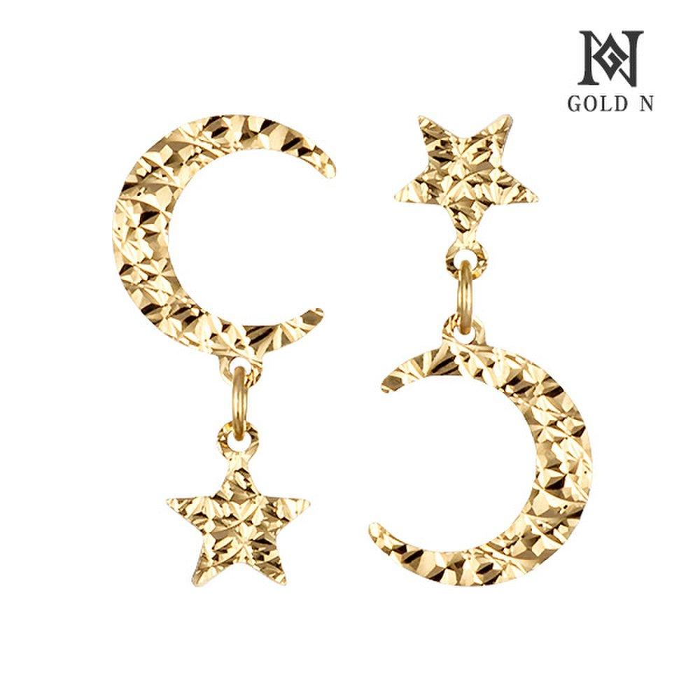 Gold N 18K Starlight Moonlight Cutting Earrings Yg