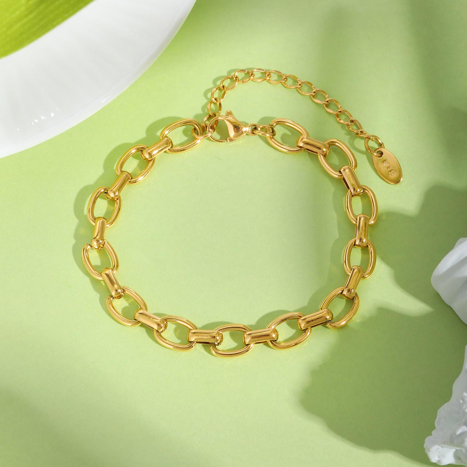 

Stainless Steel Bracelet for Women for Women, Gold Plated Link Chain Bracelets,Trendy Mother s Day Gift Jewelry