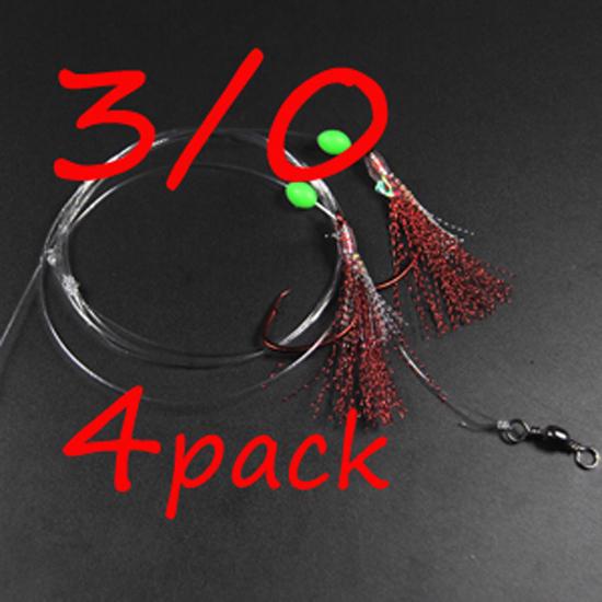 4 torby 3/0 4/0 5/0 czerwony nikiel okrągły haczyk duży Flash Sabikis łapacz dorsza sprzęt wędkarski z koralikiem Lumo sprzęt do połowów morskich