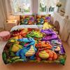 Dinosaur Party Adventure Print 3Pcs Bedding Setduvet Cover With 2 Bedropillowcase Home Birthday Gift