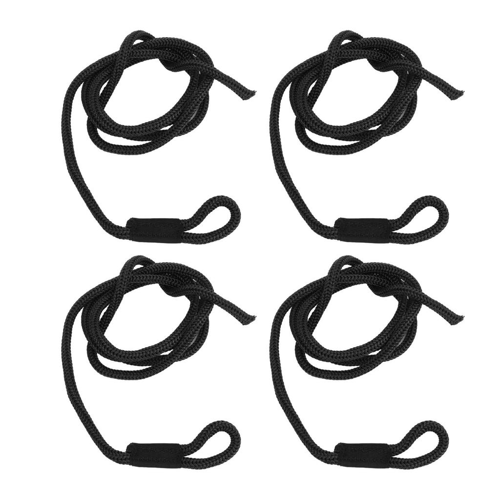 4PCS Dock Line 1.5m Long High Strength Polyester Wear Resistance Boat Bumper Ropes for Marine Black